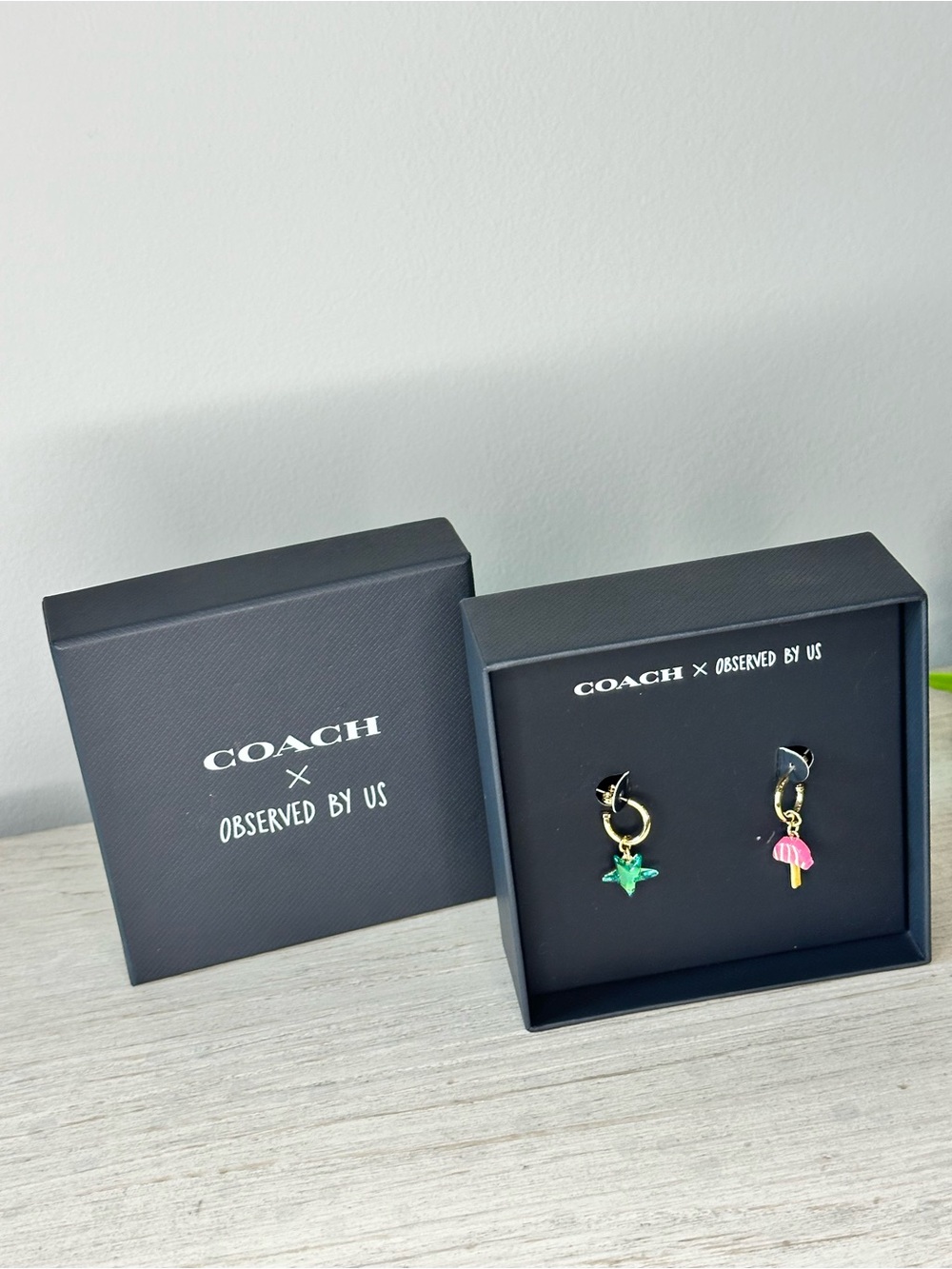 Coach Gold-Tone Hoop Earrings with Star & Mushroom Charms